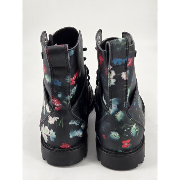 Whimsygoth Combat Volcom Go Figure Floral Lace Up Faux Leather Boots Shoes Sz 7 - Picture 6 of 14